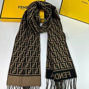 Fendi Brown and Black FF Wool Muffler